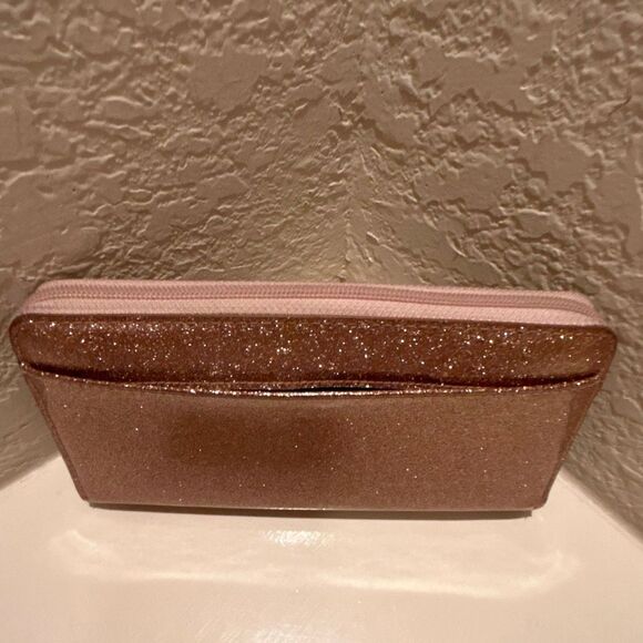 Kate Spade Zip Around Long Wallet Pink All Over Glitter Girlie Sparkle Evening - Picture 2 of 14